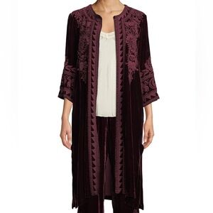 Johnny Was Hirsch Velvet Midi Coat xl